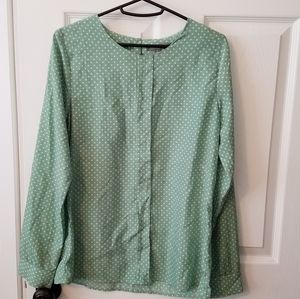 Tinley Road mint green polka dot blouse